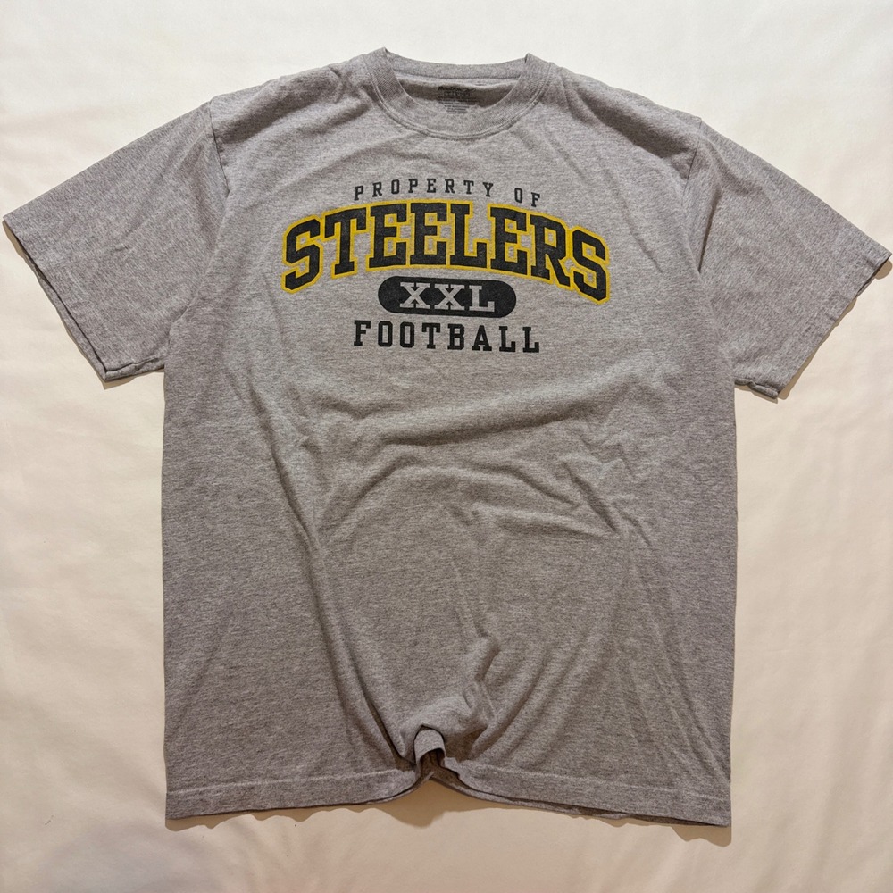 Reebok T-Shirt Men XXL Gray Pittsburgh Steelers Football Graphic Tee